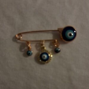 Evil Eye Safety Pin Brooch